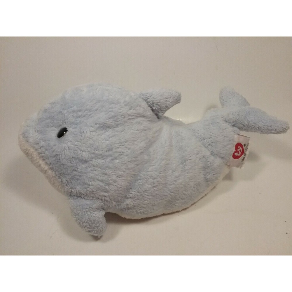 Ty Pluffies 2007 Light Blue White Whale Flips Tylux 10" Plush